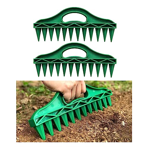 MTOEZKAE Planting Tools Sow Dibbler with 12 Holes, Seed Spacing Tool for Garden, Plant Seed Soil Digger for Fast Seeding, Waterproof, Durable PP Material(2 Pack,Green)