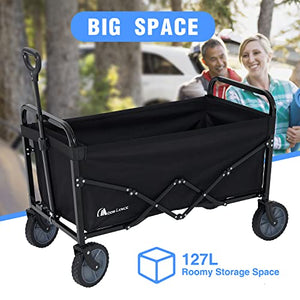 Moon Lence Collapsible-Wagon with Large Capacity, Utility Wagons Carts Heavy-Duty-Foldable, Portable Folding Wagon with All-Terrain Wheels, Garden Cart for Beach, Sports, Shopping, Camping
