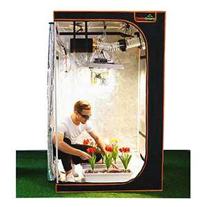 Grow Tent 4x4 Highest Density 1680D, Hydroponic Tent Attached with Enhanced Zippers, Observation Window and Floor Tray, Indoor Growing Tent 48''x48''x80''-CastleGreens