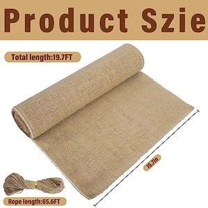 15.7in x 19.7ft Natural Burlap Tree Wrap Rolls- Burlap Fabric Tree Trunk Protector- Burlap Plants Wrap Bandage with Ropes- Frost & Freeze Protection Cloth for Outdoor Trees, Shrubs, Plants in Winter
