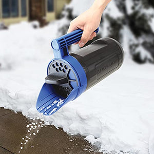 Snow Joe Sun Joe SJSPD1 Handheld All-Season Multi-Purpose Spreader, 5 lbs, w/Adjustable Dial Flow Control, Blue/Black