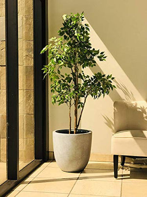 Kante RC0050C-C80021-2 Lightweight Durable Modern Round Outdoor Planter, 18" x 18" x 17", Weathered Concrete