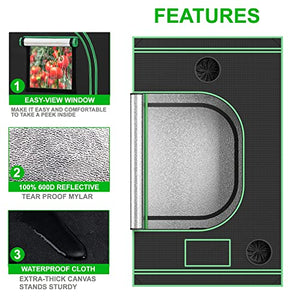 Nova Microdermabrasion 48'' x 48''x 80'' Grow Tent, 4'x4' Indoor High Reflective Mylar Hydroponic Growing Tent Room with Observation Window and Floor Tray for Plant Fruit Flower Veg