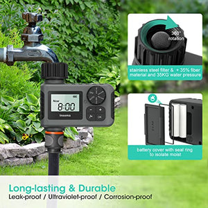 Outdoor Garden Hose Faucet Timers, Programmable Water Sprinkler Timer with Rain Delay/Manual/Automatic Drip Irrigation and Lawn Watering System for Yard , 1 Outlet