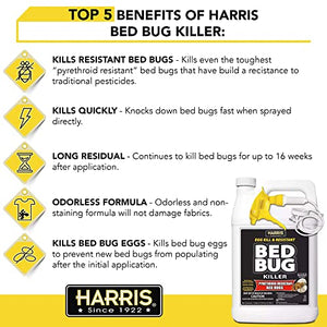 Harris Toughest Bed Bug Killer, Liquid Spray with Odorless and Non-Staining Extended Residual Kill Formula (Gallon)