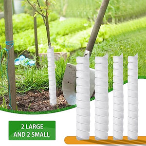 FCENDS Tree Trunk Protector,4 Pcs Plastic Spiral Tree Guard, Plastic Tree Bark Wraps to Protect Bark from Animals and Lawn Mowers (White-4PCS)