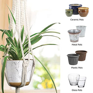 MIPON 3 Pack Macrame Plant Hanger Indoor Hanging Planter for Plants Holder with 3 Hooks, Different Size for Boho Home Decor,Ivory