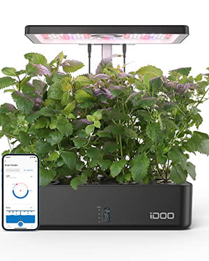 iDOO WiFi 12 Pods Hydroponics Growing System with APP Controlled, Indoor Garden with Pump System, Auto-Timer Smart Garden, Grow Light for Home Kitchen Gardening