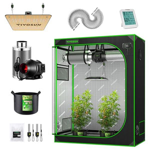 VIVOSUN 4' x 2' Complete Grow Tent Kit - VS1000 LED Grow Light with Samsung LM301H Diodes, 4' x 2' Grow Tent, 4 Inch 190 CFM Inline Fan Kit, 5-Pack 5 Gallon Grow Bags and 5' x 15' Trellis Netting