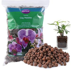 Rurtsva Natural Organic Clay Pebbles, 5LBS 8mm-18mm Expanded Leca Balls Plant Garden Soil, Grow Media for Hydroponics, Decoration, Aquaponics, Gardening Essentials