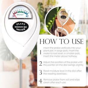 Classy Casita Soil Moisture Meter: Houseplant Care with eBook - Hydrometer Sensor For Plants - Essential Moisture Meter for Indoor & Outdoor Plants - Gardening Gadgets & Houseplant Accessories - White