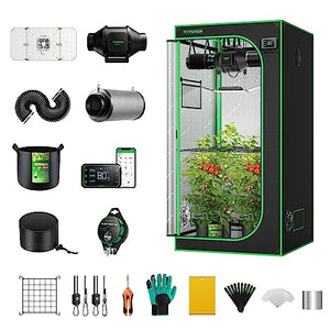 VIVOSUN GIY Smart Grow Tent System 3x3, WiFi-Integrated Grow Tent Kit, with Automate Ventilation and Circulation, Schedule Full Spectrum 200W LED Grow Light, and GrowHub E42A Controller