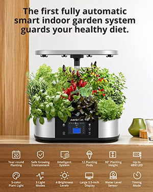 WiFi 12 Pods Hydroponics Growing System with APP Controlled, JustSmart Indoor Garden Up to 30" with 48W 120 LED Grow Light, Silent Pump System, Automatic Timer for Home Kitchen Gardening, GS1 Max