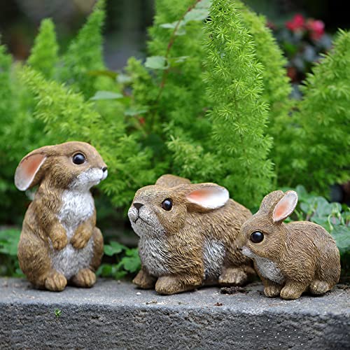 LEGIFO Bunny Decor Yard Decorations Outdoor Set of 3, Bunny Decorations for Home Garden Outdoor Statues, Easter Bunny Table Funny Garden Animals Statues Rabbit Figurines