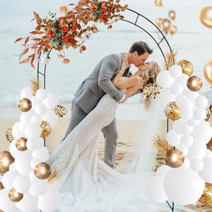 Adorox 7.5 Ft Metal Arch (Two Way Assemble) for Wedding Garden Bridal Party Decoration Arbor (Black)