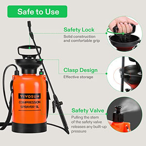 VIVOSUN 1.35-Gallon Pump Pressure Sprayer, Pressurized Lawn & Garden Water Spray Bottle with Adjustable Shoulder Strap, for Spraying Plants, Garden Watering and Household Cleaning