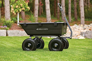 Gorilla Carts GOR6PS Poly Yard Dump Cart, Heavy-Duty Convertible 2-in-1 Handle, 1-(Pack), Black