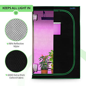 Quictent Approved 48"x24"x72" Reflective Mylar Hydroponic Grow Tent with Heavy Duty Anti-Burst Zipper and Floor Tray for Indoor Plant Growing 4’x2’