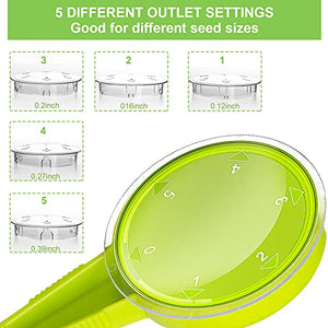 Gostur Sowing Seed Dispenser Hand Tool, 6 Pack Handheld Garden Seeder Sower Planter with 5 Dial Settings, Ideal for Small Seeds of Flowers, Vegetables, Outdoor/Indoor（ Light Green）