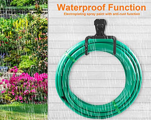 PeoMev Metal Garden Hose Holder - Heavy Duty Hose Hanger Wall Mounted Water Hose Holder for Outside Yard, Durable Hose Reel Hose Hooks for Water Hose, Extension Cords (1pc Black)