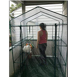 Greenhouse - Walk in Greenhouse with 8 Sturdy Shelves and PVC Cover for Indoor or Outdoor Use - 56 x 56 x 76-Inch Green House by Home-Complete