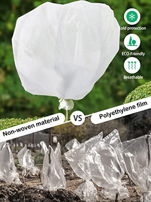Abimars Plant Covers Freeze Protection Jacket 2.36 oz/yd², 3.3ft x 3.3ft Reusable Winter Drawstring Plant Covers with Zipper, Frost Cloth Plant Freeze Protection, 2 Pack