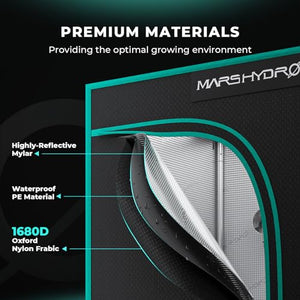 MARS HYDRO 2x2 Advanced Grow Tent, 24"x24"x55" High Reflective Mylar 1680D for Hydroponics Indoor Plant Growing, with Observation Window,Floor Tray and Smooth Zipper for TS600/SP150