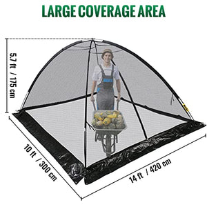 Happybuy Pond Cover Dome, 10x14 FT Garden Pond Net, 1/2 inch Mesh Dome Pond Net Covers with Zipper and Wind Rope, Black Nylon Pond Netting for Pond Pool and Garden to Keep Out Leaves