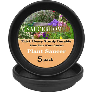 5 Packs Plant Saucer 6 8 10 12 14 16 19 22 26 Inch Plastic Pot Tray Flower Planter Saucers and Drip Trays for Indoors Outdoors, Thick Heavy Sturdy Durable Plant Plate Water Catcher (6 Inch Black)