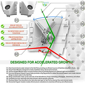 Nutraponics Hydroponics Tower - Hydroponics Growing System for Indoor Herbs, Fruits and Vegetables - Aeroponic Tower with Hydrating Pump, Timer, Adapter, Seeding Bed & Net Pots (64 Pots)