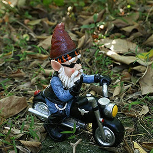 JHWKJS Garden Gnome Riding Motorcycle Funny Outdoor Gnome Decoration Indoor Outdoor Lawn Figurines for Home Yard Décor, Medium