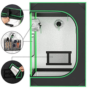 JupiterForce Grow Tent with Observation Window and Floor Tray, High Reflective Mylar Hydroponic Growing Room for Home, Plant Growing, Black, 24"x24"x36"