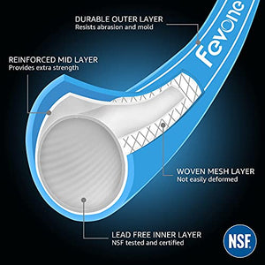 Fevone Garden Hose 100 ft, Drinking Water Safe, Flexible and Lightweight - Kink Free, Easy to Coil, 3/4" Solid Aluminum Fittings - No Leak, 5/8" ID., Heavy Duty Water Hose