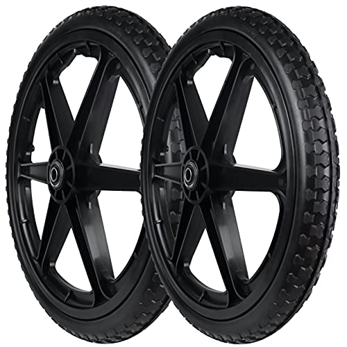 20x1.95" Flat Free Cart Wheels Compatible with rubbermaid Wheelbarrow Wheels, 20" Flat Free Tires with 5/8" Bearing Replacement for rubbermaid Cart Wheels/Big Wheel Utility Carts/Lawn Carts-2PCS