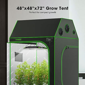 VIVOSUN R446 4x4 Grow Tent, 48"x48"x72" Roof Cube Tent with Observation Window and Floor Tray for Hydroponics Indoor Plant for VS4000/VSF4300