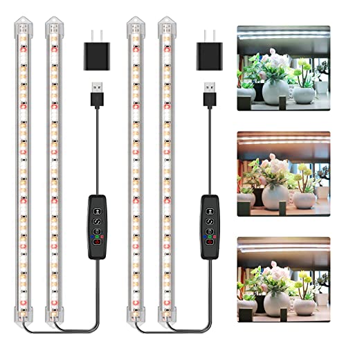 Kullsinss 16" Plant Grow Light Strips, 120 LEDs Grow Lights for Indoor Plants Full Spectrum with Upgrade Timer 6/12/16 Hrs, 5 Dimmable Levels, 2 Pack Sunlike Grow Lamp for Hydroponics Succulent