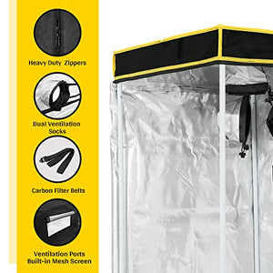 VTH 24"x24"x48" Hydroponic Mylar Water-Resister Grow Tent Reflective Garden Growing Dark Room with Observation Window, Removable Floor Tray and Tool Bag for Indoor Plant Growing 5x5 3.3x3.3 4x2 2x2