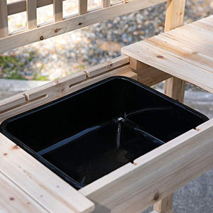 Outsunny Outdoor Potting Bench with Sliding Tabletop, Storage Shelf and Dry Sink, 2-Level Gardening Table, Wooden Workstation for Greenhouse, Garden, Patio, Natural