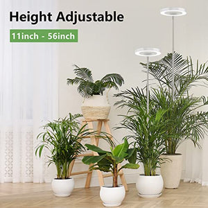 LBW Grow Lights for Indoor Plants, 144 LEDs Full Spectrum Plant Light, Large Plant Lamp with 4 Dimmable Levels, 4/8/12H Auto On/Off Timer, Height Adjustable, Halo Growing Lamp for Tall Plants, 2 Pack