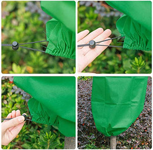 HHTHH 3 pcs Green Frost Plant Cover 63"x39" Freeze Protection Bag for Shrub Fruit Trees Rose Bush in Winter (Material 60g/m²)