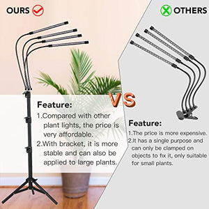GHodec Grow Light with Stand, 80 LED 5500K Full Spectrum Floor Plant for Indoor Plants Growing,5 Dimmable Levels & Auto On/Off Timer,Tripod Stand Lamp Height Adjustable