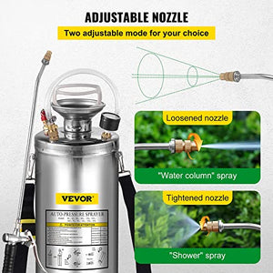 Happybuy 2 Gallon Stainless Steel Sprayer, 20" Wand & 3FT Reinforced Hose, Hand Pump Sprayer with Pressure Gauge, Safety Valve & Adjustable Nozzle, Garden Weed Sprayer for Lawn, Gardening &Sanitizing1