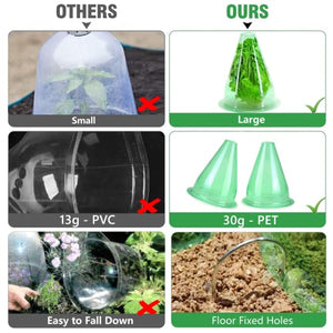【12 Pieces】 Garden Cloches for Plants, Multifunctional Plant Covers Plant Protectors Transparent Bell Jar Cloches to Protect Plants from Birds, Slugs, Frost, Freeze Weather, 7.8" D x 9.4" H, Green