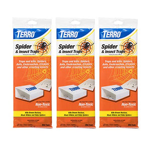 TERRO T3206SR Non-Toxic Indoor Spider, Ant, Cockroach, Centipede, and Crawling Insect Trap - 12 Traps