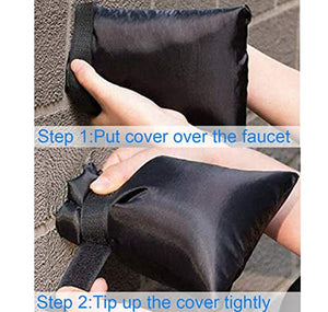 POROLIR Outdoor Faucet Covers for Winter Freeze Protection, Upgraded Thicken 8.5" H x 6.1" W Outside Garden Faucet Socks for Winter Waterproof Reusable Insulated Spigot Hose Bibs Cover, 3 Pack Black