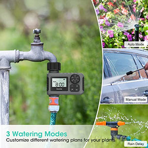 Outdoor Garden Hose Faucet Timers, Programmable Water Sprinkler Timer with Rain Delay/Manual/Automatic Drip Irrigation and Lawn Watering System for Yard , 1 Outlet