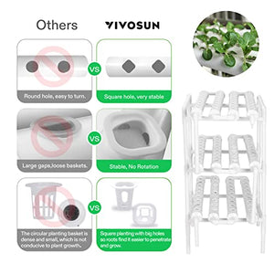 VIVOSUN Hydroponics Growing System 108 Plant Sites, 3 Layers 12 Food-Grade PVC-U Pipes Gardening System Grow Kit with Water Pump Timer, Nest Basket and Sponge for Leafy Vegetables