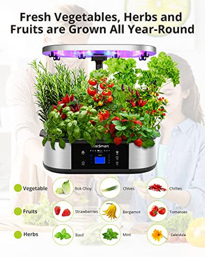 WiFi 12 Pods Hydroponics Growing System with APP Controlled, JustSmart Indoor Garden Up to 30" with 48W 120 LED Grow Light, Silent Pump System, Automatic Timer for Home Kitchen Gardening, GS1 Max