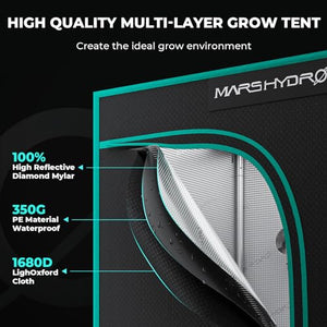 MARS HYDRO 4x4 Grow Tent Kit Complete System 300W TSW2000 Dimmable Light 684pcs LED 48"x48"x80" 1680D Hydroponics Growing Tent Indoor Grow Tent Kit with Upgraded 6" Ventilation Kit