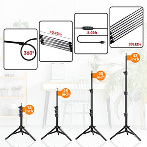 GHodec Grow Light with Stand, 80 LED 5500K Full Spectrum Floor Plant for Indoor Plants Growing,5 Dimmable Levels & Auto On/Off Timer,Tripod Stand Lamp Height Adjustable